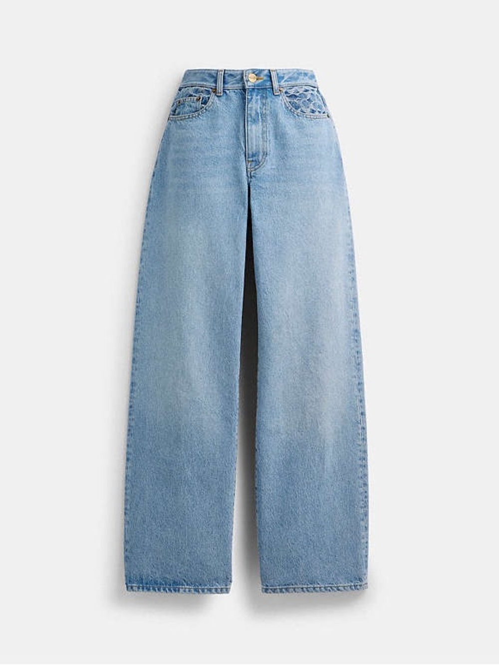 Coach Light Blue High-Rise Wide-Leg Jeans